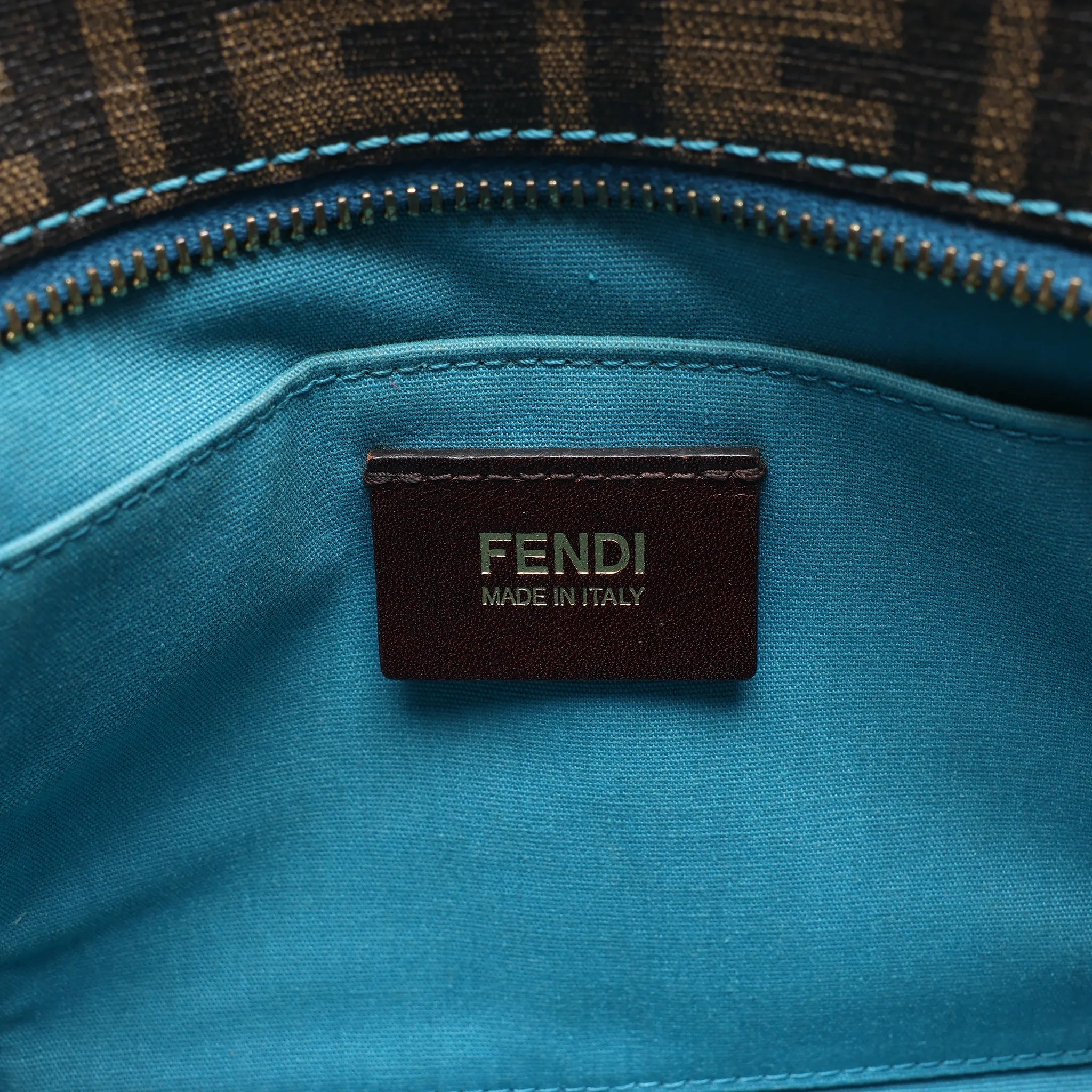 FENDI ZUCCa PVC Shoulder Bag in Brown x Blue 8BH223