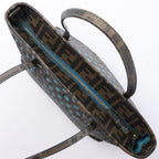 FENDI ZUCCa PVC Shoulder Bag in Brown x Blue 8BH223