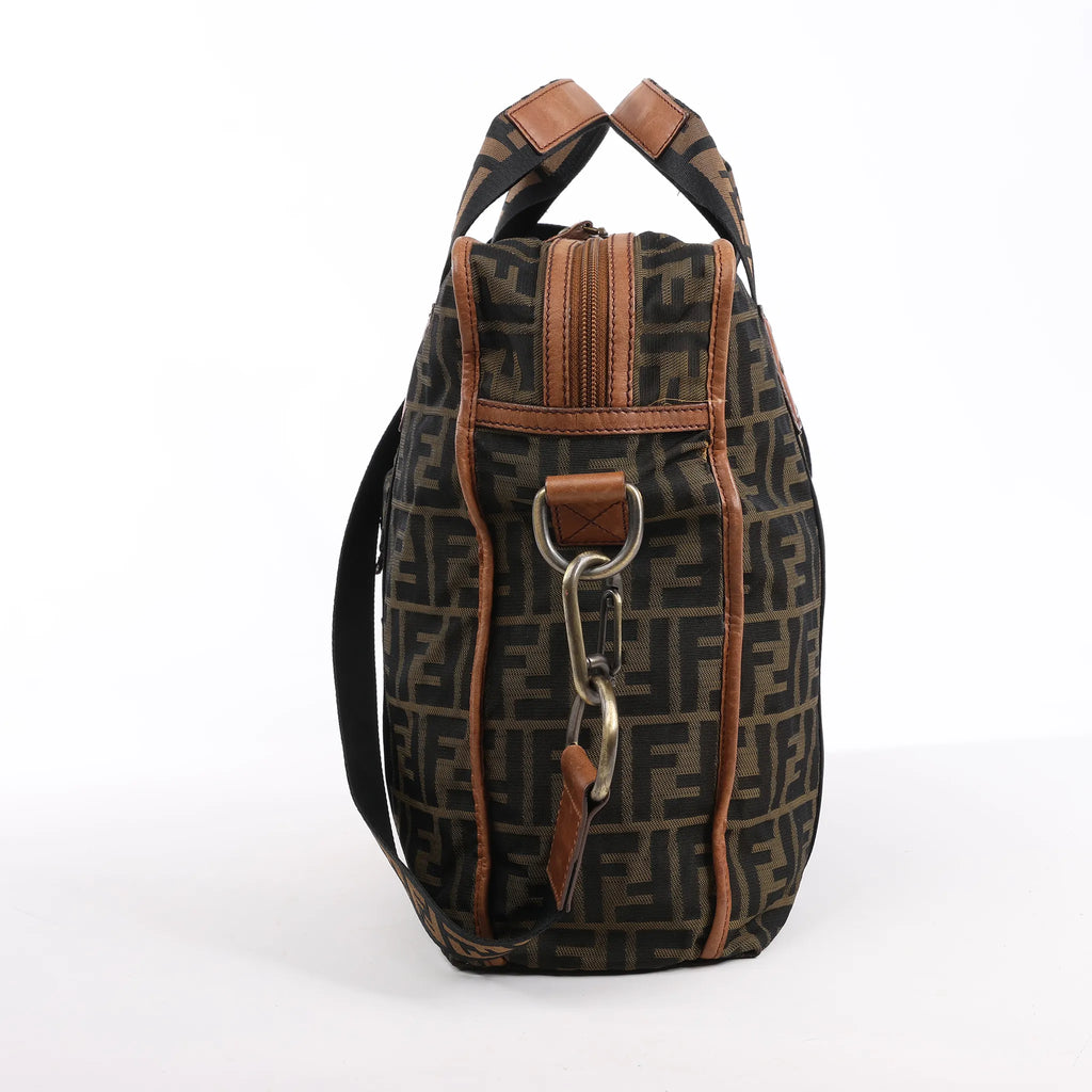 FENDI Zucca Canvas x Leather 2Way Handbag in Brown 7VA158