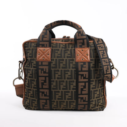FENDI Zucca Canvas x Leder 2Way Handtasche in Braun 7VA158
