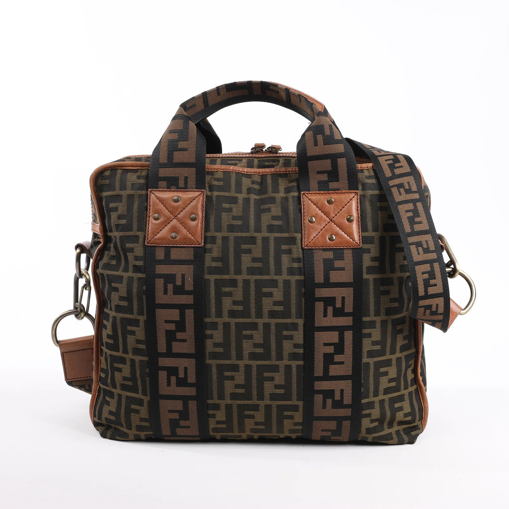 FENDI Zucca Canvas x Leather 2Way Handbag in Brown 7VA158