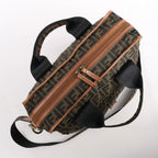 FENDI Zucca Canvas x Leather 2Way Handbag in Brown 7VA158