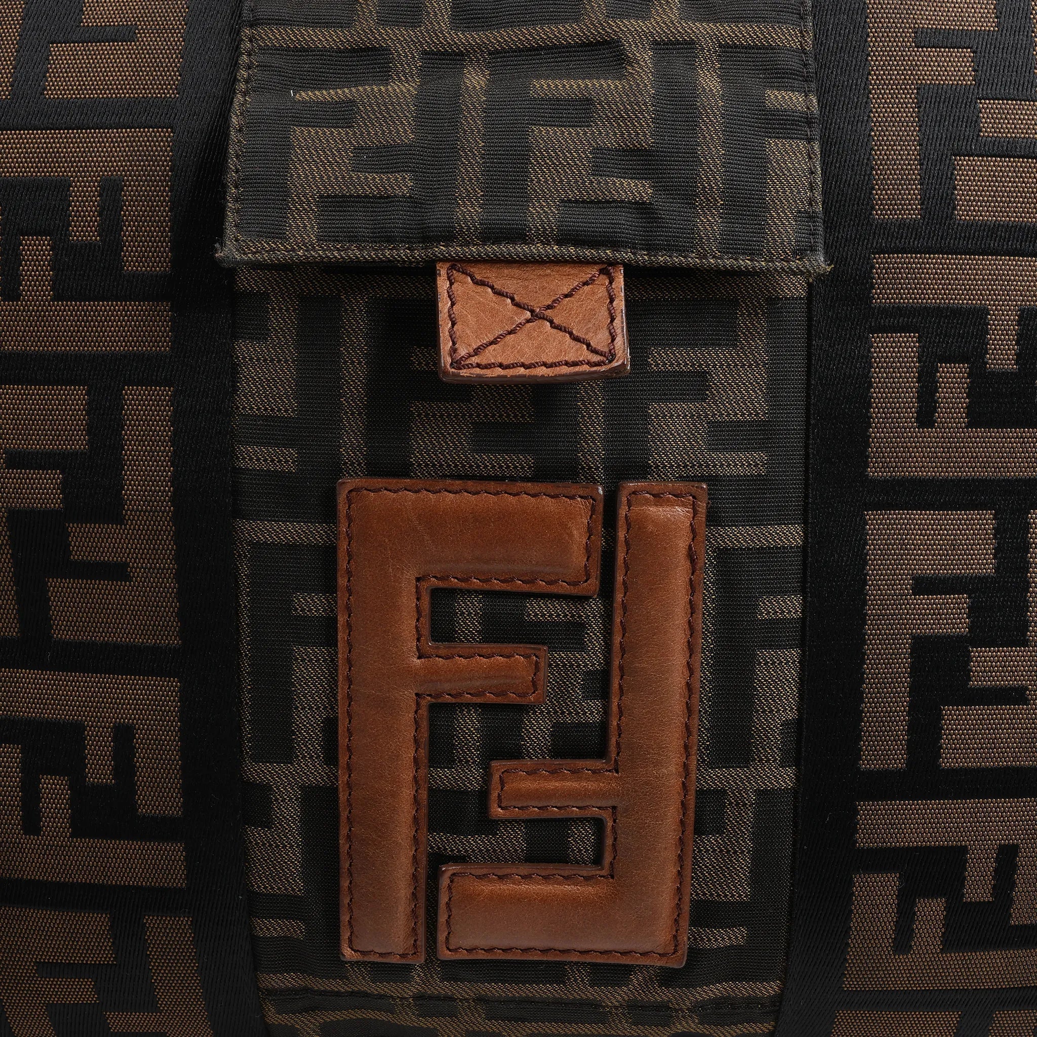 FENDI Zucca Canvas x Leather 2Way Handbag in Brown 7VA158