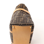 FENDI Zucca Canvas x Leather Handbag in Brown