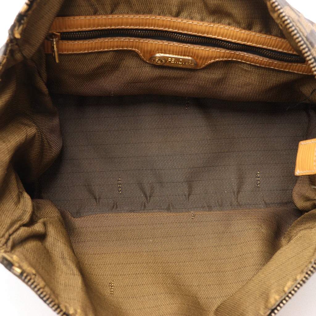 FENDI Zucca Canvas x Leather Handbag in Brown