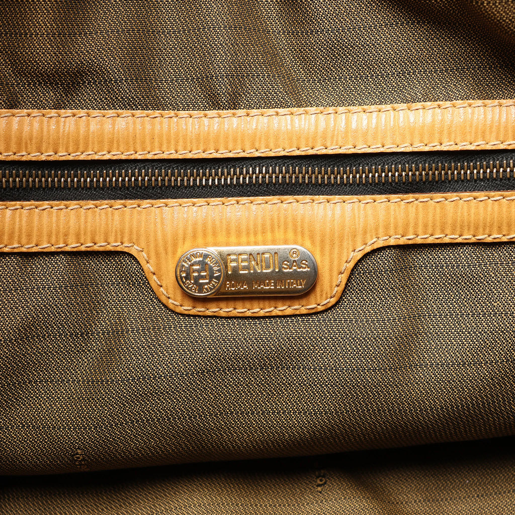 FENDI Zucca Canvas x Leather Handbag in Brown