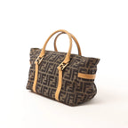 FENDI Zucca Canvas x Leather Handbag in Brown