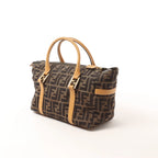 FENDI Zucca Canvas x Leather Handbag in Brown