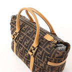 FENDI Zucca Canvas x Leather Handbag in Brown