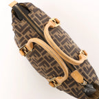 FENDI Zucca Canvas x Leather Handbag in Brown