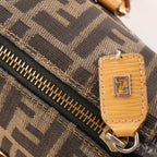 FENDI Zucca Canvas x Leather Handbag in Brown