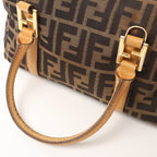 FENDI Zucca Canvas x Leather Handbag in Brown