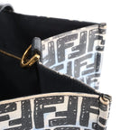 FENDI Zucca Coated Canvas x Leather Handbag in Blue x Black 8BH357