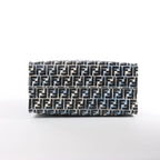 FENDI Zucca Coated Canvas x Leather Handbag in Blue x Black 8BH357