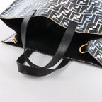 FENDI Zucca Coated Canvas x Leather Handbag in Blue x Black 8BH357