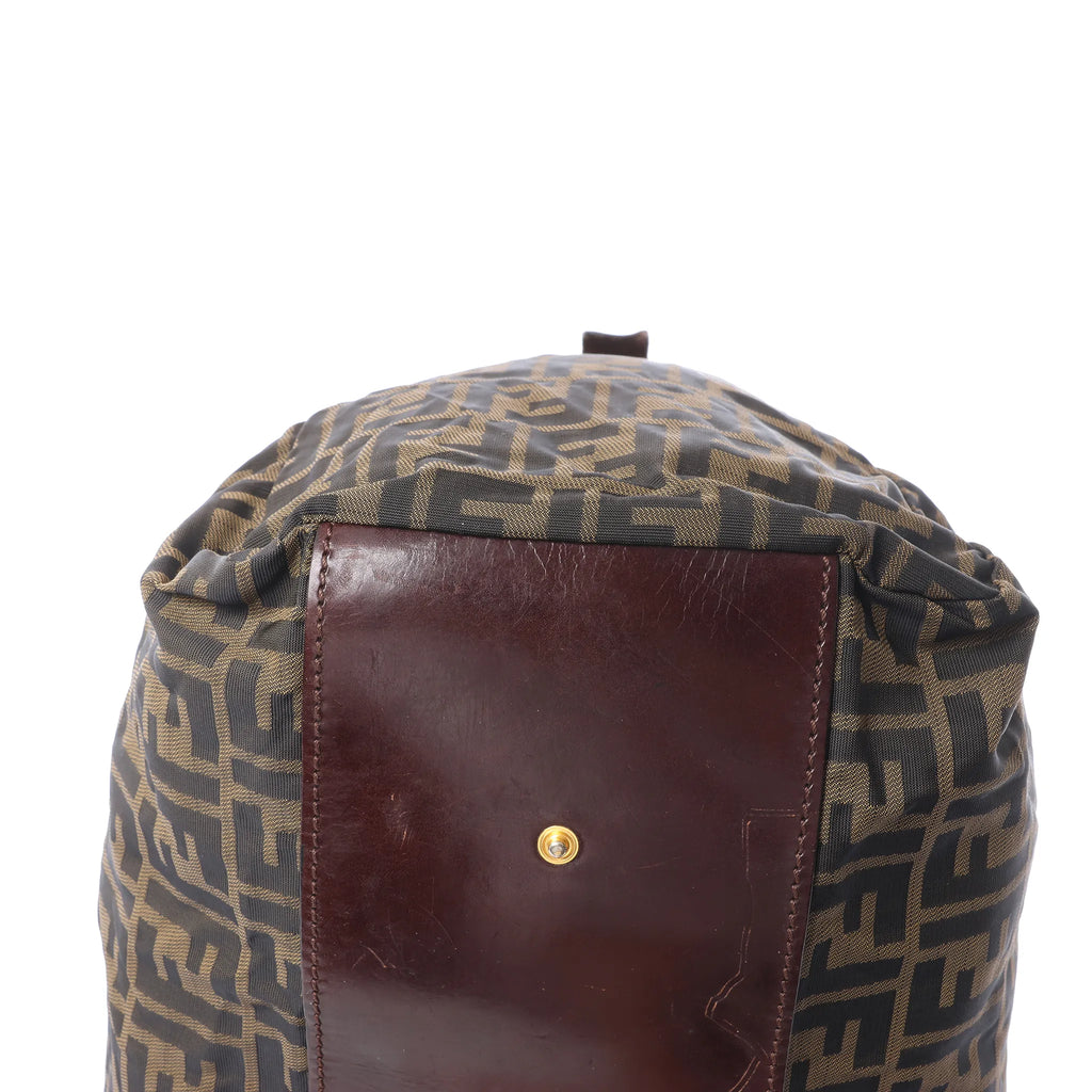 Bolsa de viaje FENDI Zucca de lona y piel en marrón