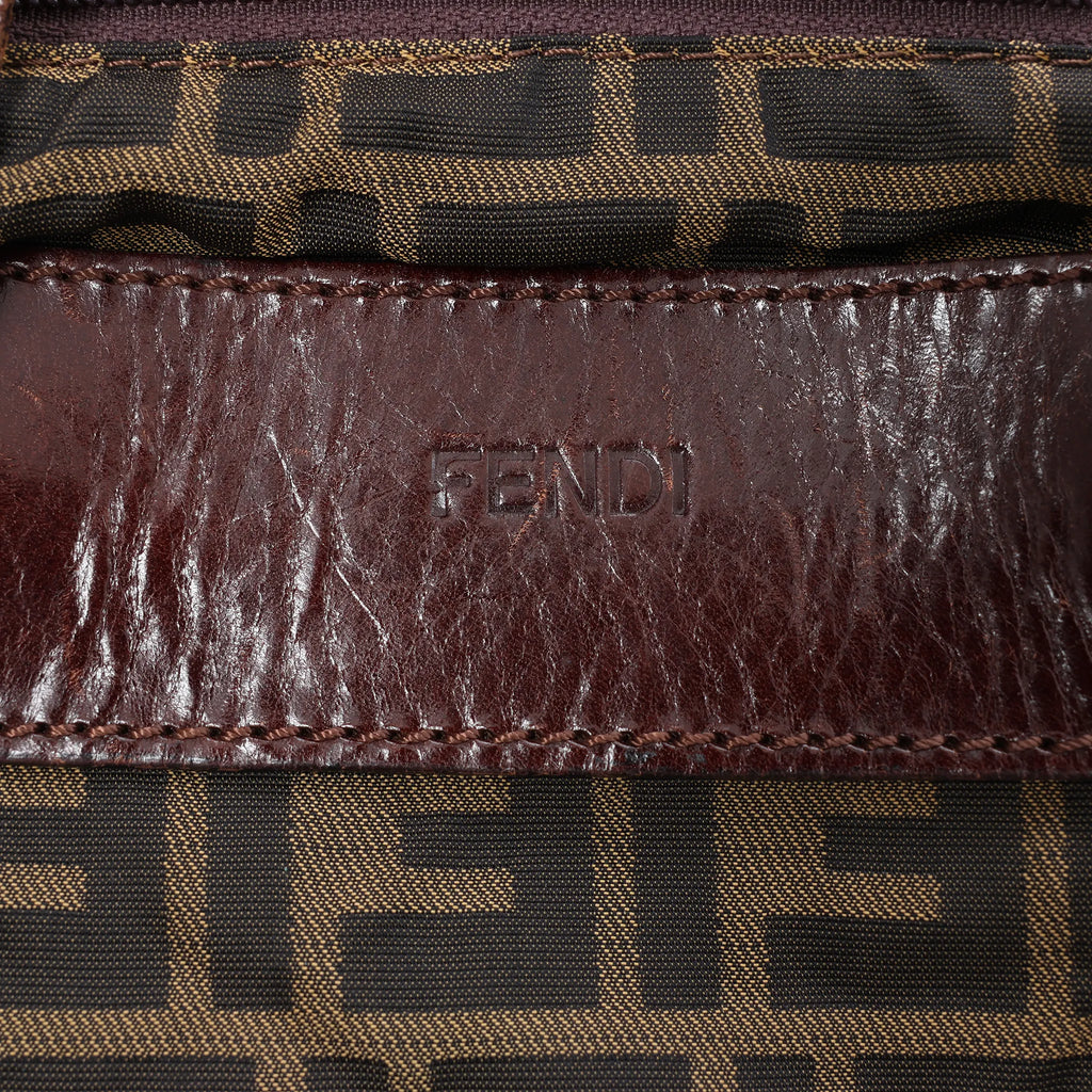 Bolsa de viaje FENDI Zucca de lona y piel en marrón