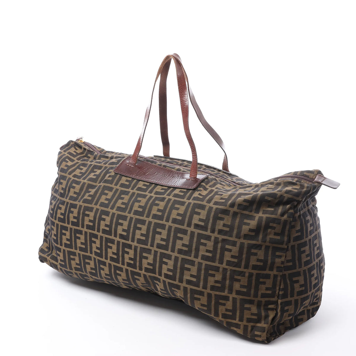 FENDI Zucca Canvas x Leather Travel Bag in Brown