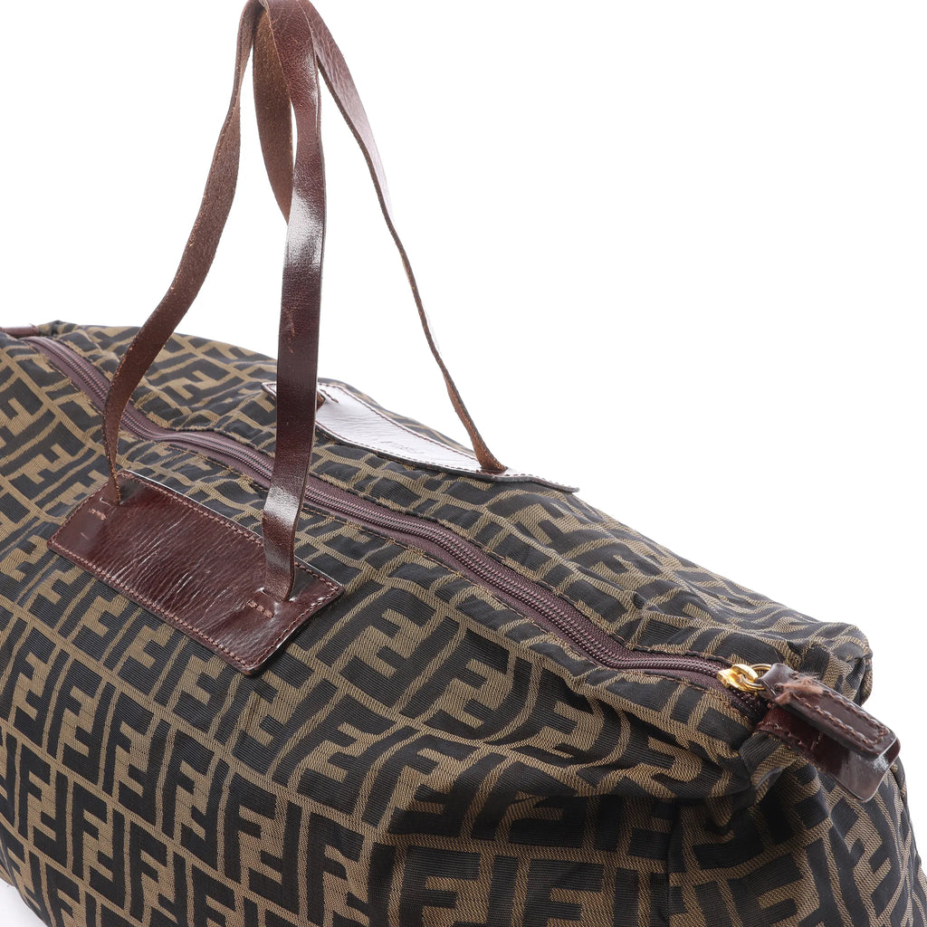 Bolsa de viaje FENDI Zucca de lona y piel en marrón