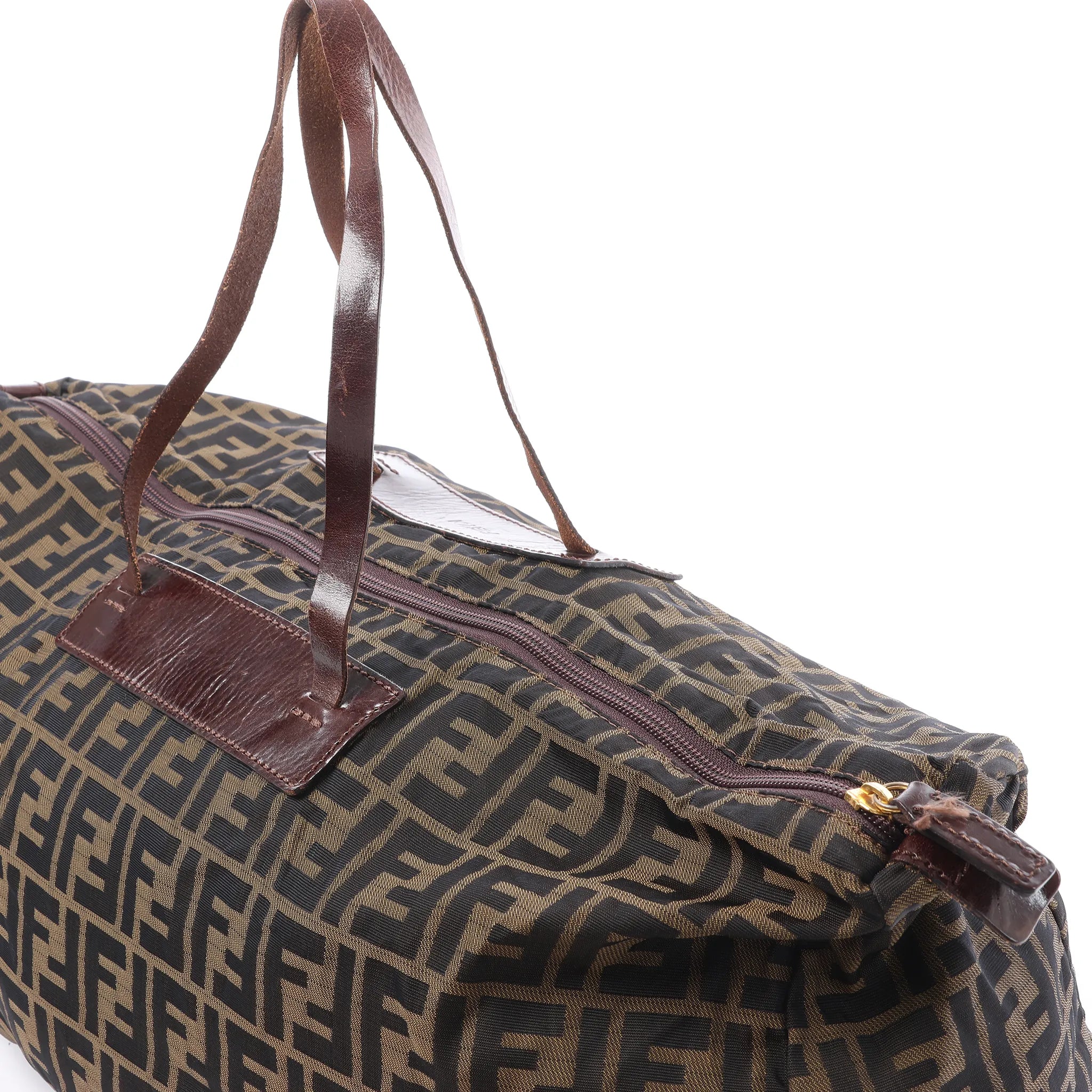 Bolsa de viaje FENDI Zucca de lona y piel en marrón