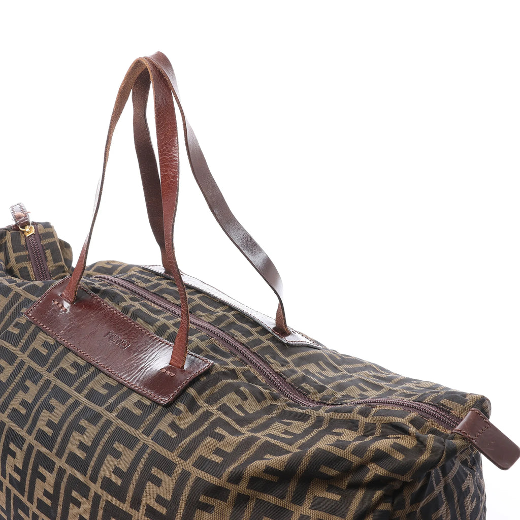 Bolsa de viaje FENDI Zucca de lona y piel en marrón
