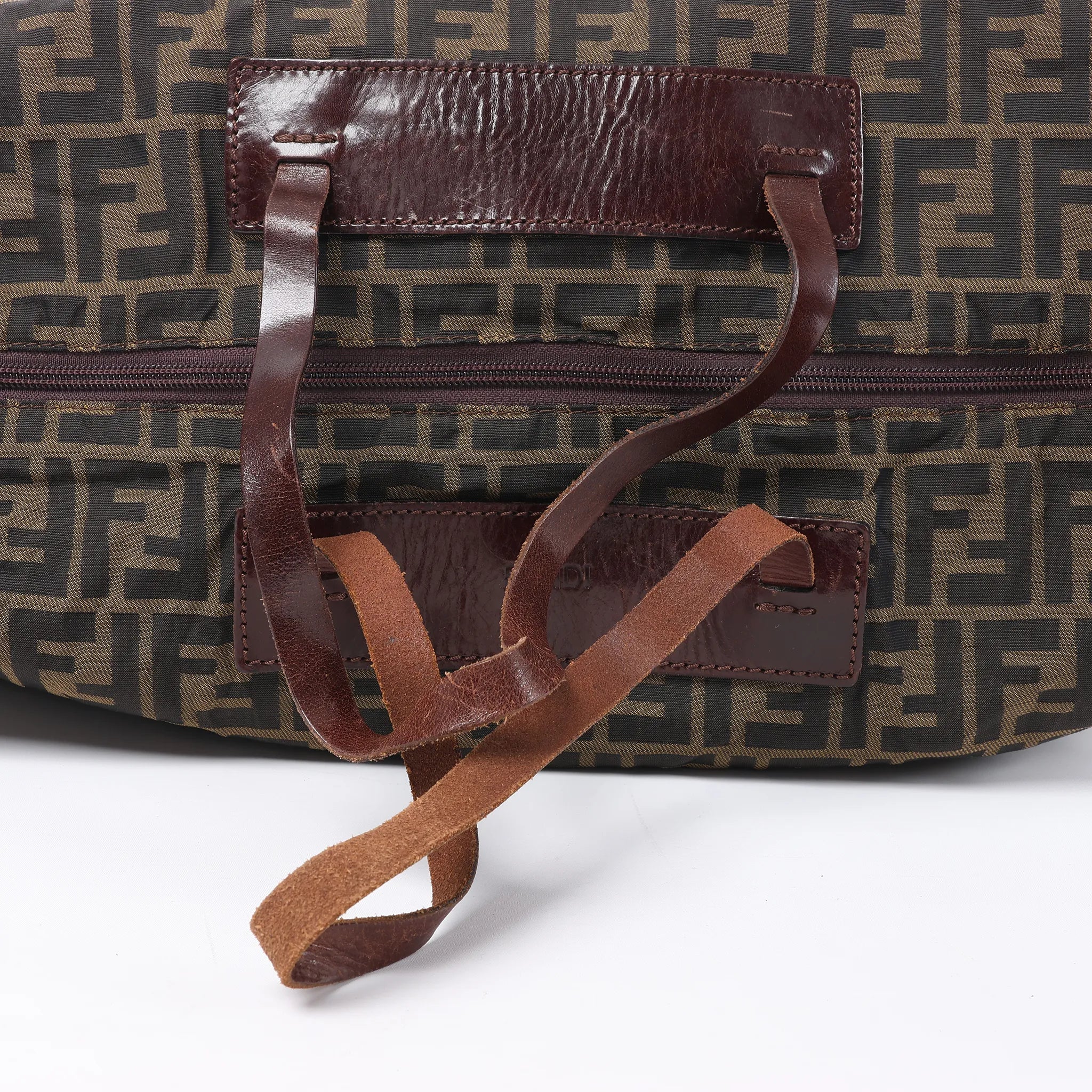 Bolsa de viaje FENDI Zucca de lona y piel en marrón
