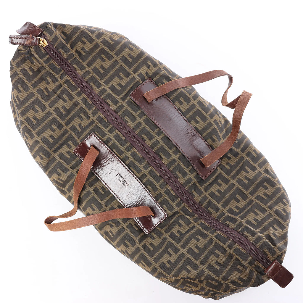 Bolsa de viaje FENDI Zucca de lona y piel en marrón