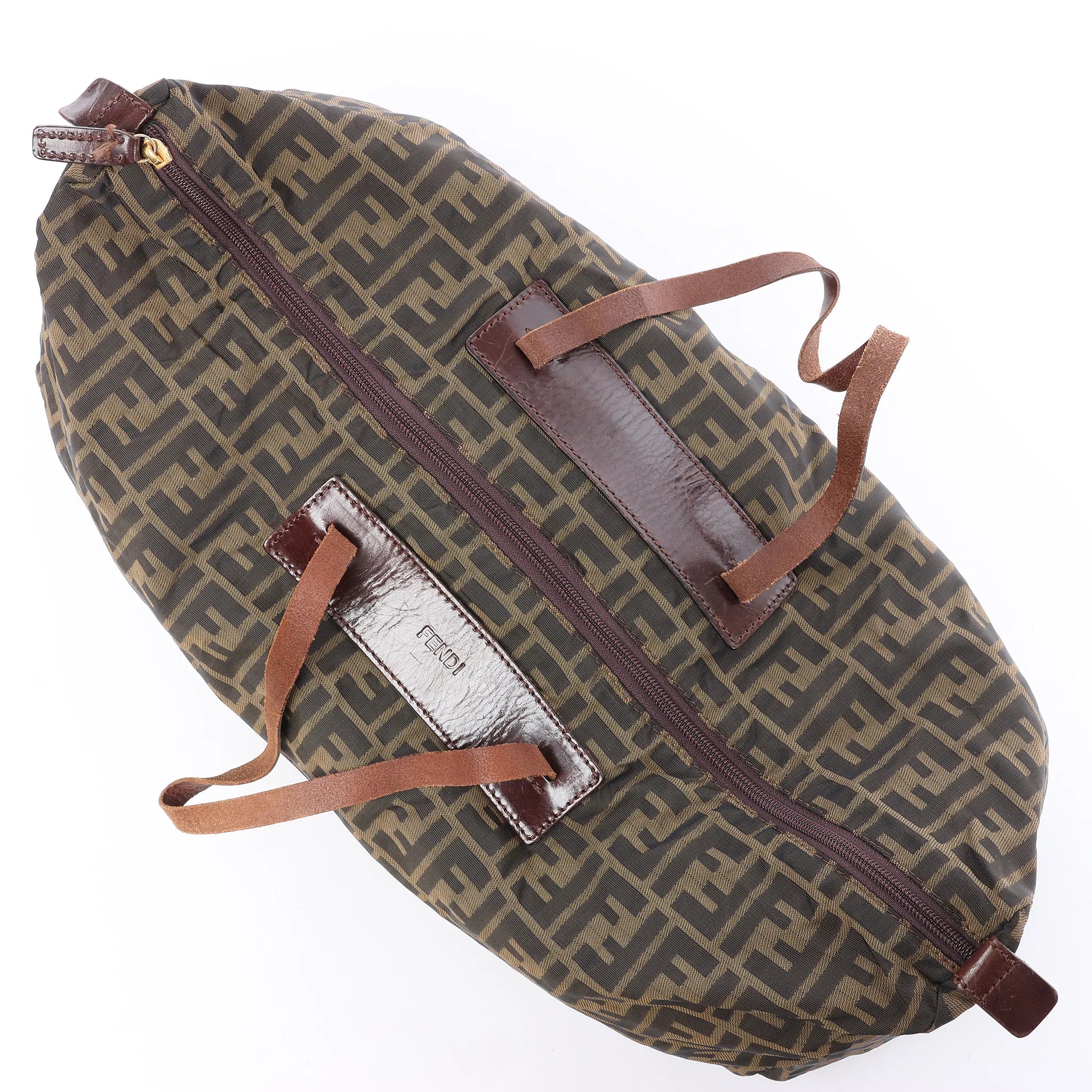 Bolsa de viaje FENDI Zucca de lona y piel en marrón