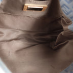 Bolso de hombro FENDI Zucchino Mamma de lona y piel en marrón