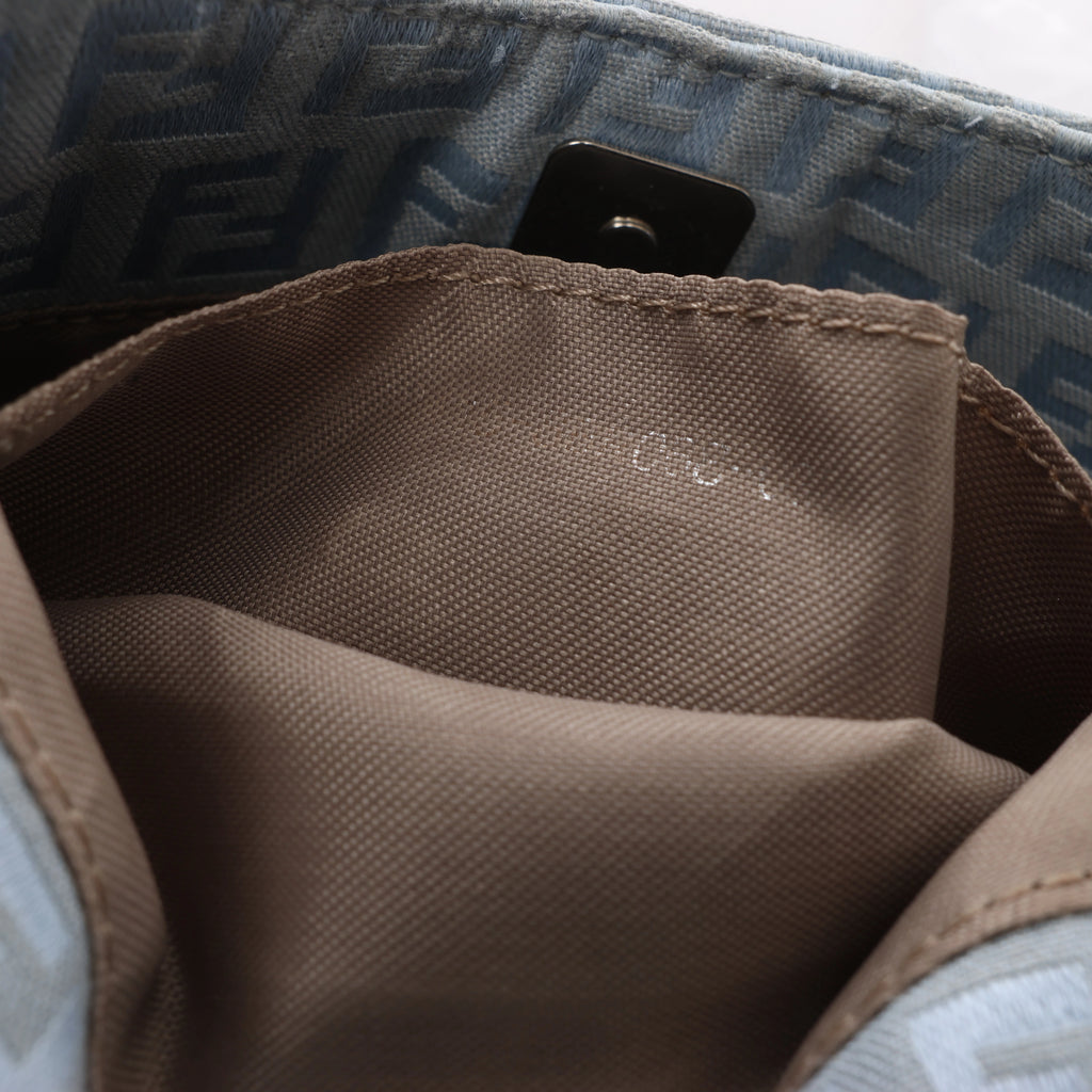 Bolso de hombro FENDI Zucchino Mamma de lona y piel en marrón