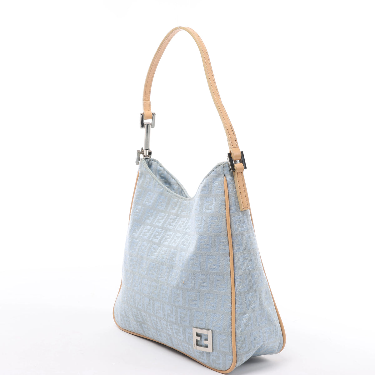 Bolso de hombro FENDI Zucchino Mamma de lona y piel en marrón