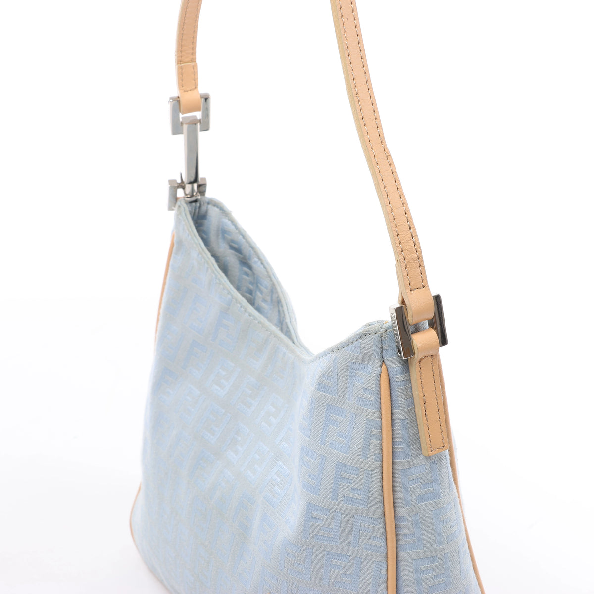 Bolso de hombro FENDI Zucchino Mamma de lona y piel en marrón