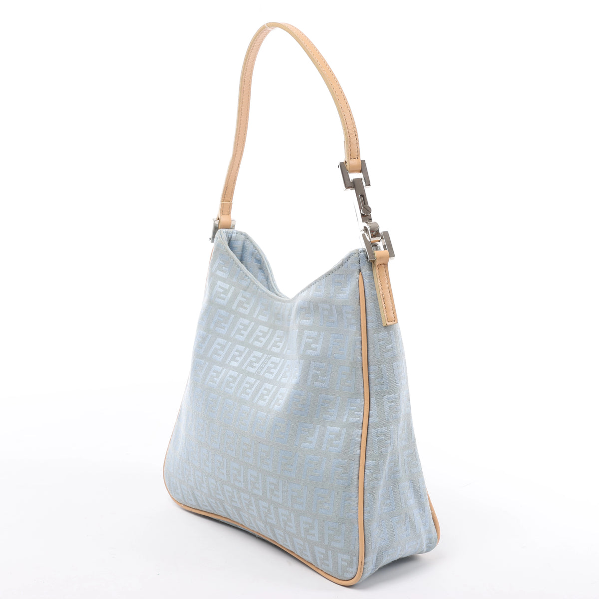 Bolso de hombro FENDI Zucchino Mamma de lona y piel en marrón
