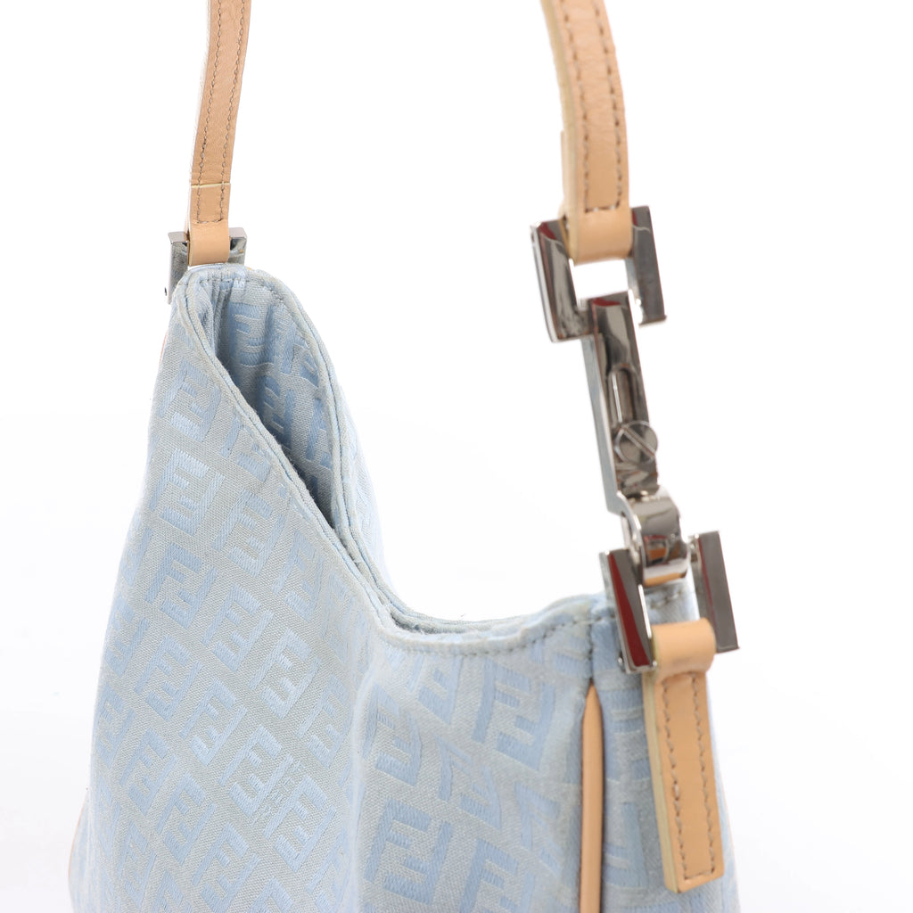 Bolso de hombro FENDI Zucchino Mamma de lona y piel en marrón