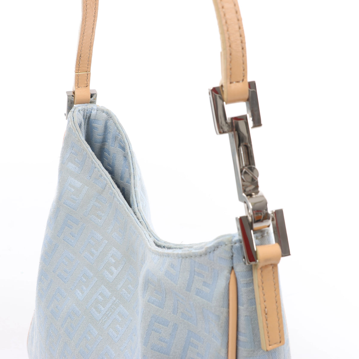 Bolso de hombro FENDI Zucchino Mamma de lona y piel en marrón