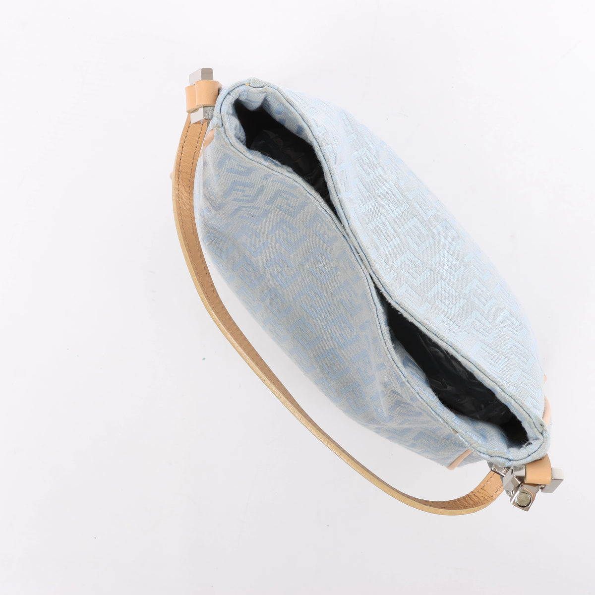 Bolso de hombro FENDI Zucchino Mamma de lona y piel en marrón