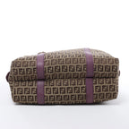 Bolso de hombro FENDI Zucchino Mamma de lona y piel en marrón
