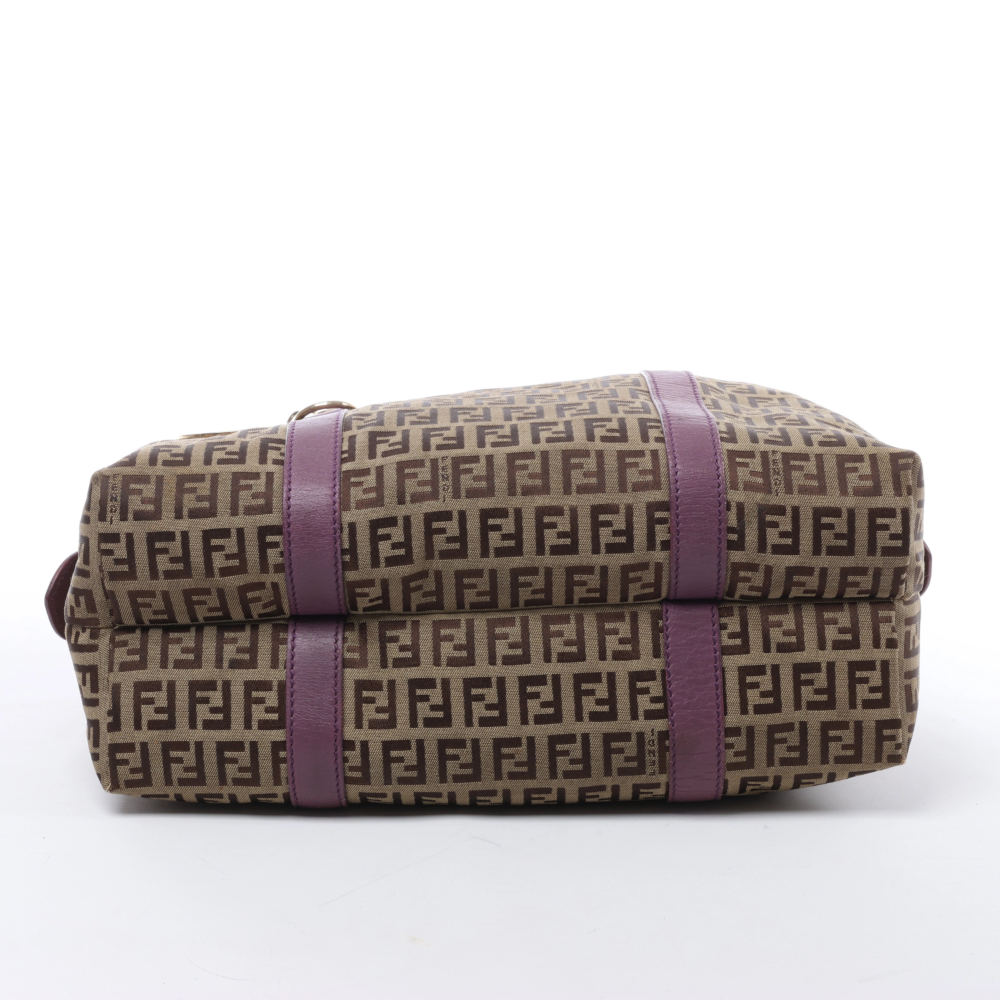 Bolso de hombro FENDI Zucchino Mamma de lona y piel en marrón