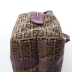 Bolso de hombro FENDI Zucchino Mamma de lona y piel en marrón
