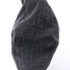 FENDI Mamma Baguette Zucchino Canvas & Leather Shoulder bag in Black 8BR036