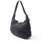FENDI Mamma Baguette Zucchino Canvas & Leather Shoulder bag in Black 8BR036