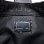 FENDI Mamma Baguette Zucchino Canvas & Leather Shoulder bag in Black 8BR036