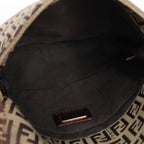 Bolso de hombro FENDI Zucchino Mamma de lona y piel en marrón