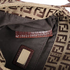 Bolso de hombro FENDI Zucchino Mamma de lona y piel en marrón