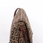 Bolso de hombro FENDI Zucchino Mamma de lona y piel en marrón