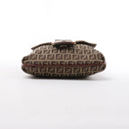 Bolso de hombro FENDI Zucchino Mamma de lona y piel en marrón
