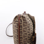 Bolso de hombro FENDI Zucchino Mamma de lona y piel en marrón