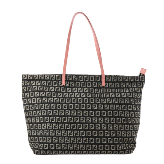 Sac à bandoulière FENDI Zucchino en toile et cuir marron et rose