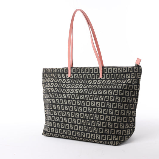 Sac à bandoulière FENDI Zucchino en toile et cuir marron et rose