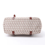 FENDI Zucchino Canvas & Leather Shoulder Bag in Beige 8BH215